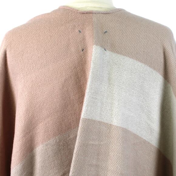 Soia & Kyo OS Scarfigan Poncho Wrap Shawl Pink Colorblock Boho Fringe Neutral - Picture 5 of 7